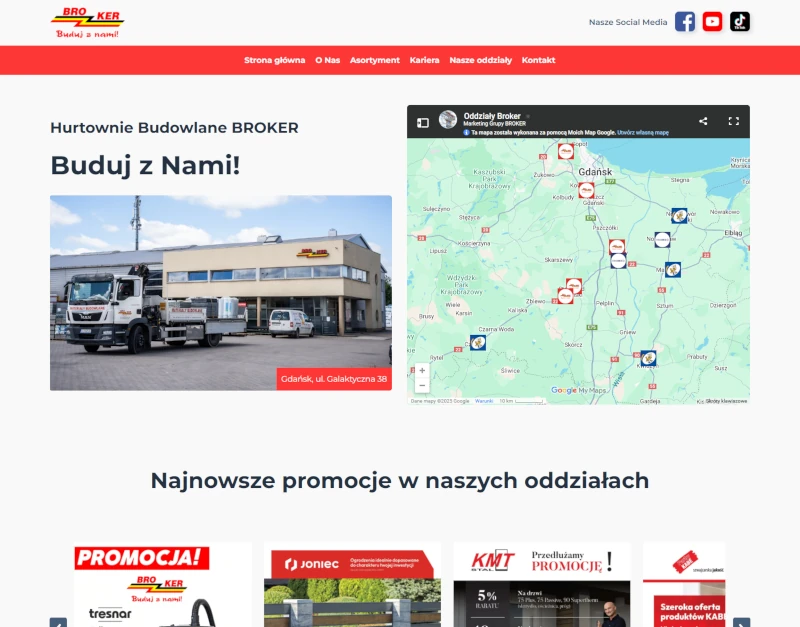 Zrzut ekranu strony głównej realizacji Broker