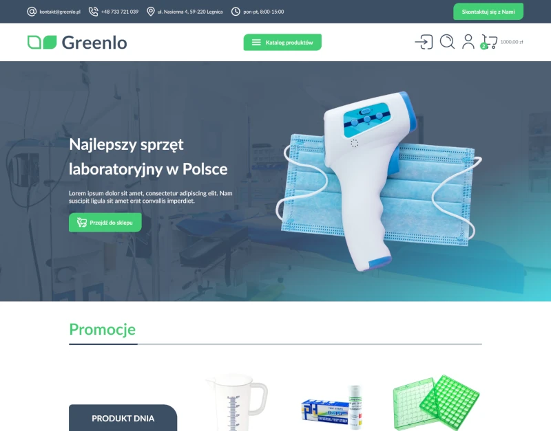 Zrzut ekranu strony głównej realizacji Greenlo